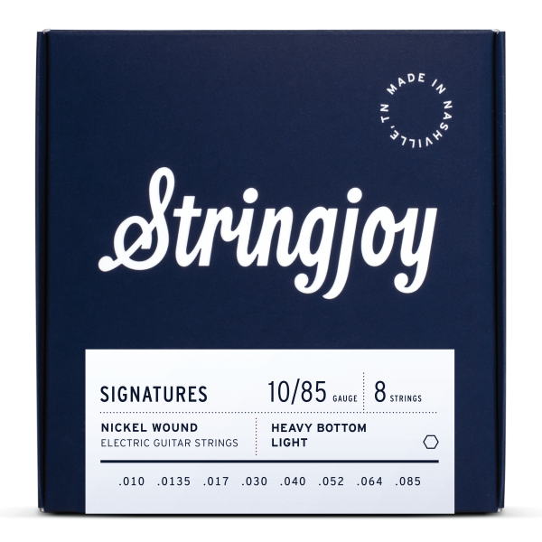 Stringjoy Signatures | 8 String Heavy Bottom Light Gauge (10-85) Nickel Wound Electric Guitar Strings