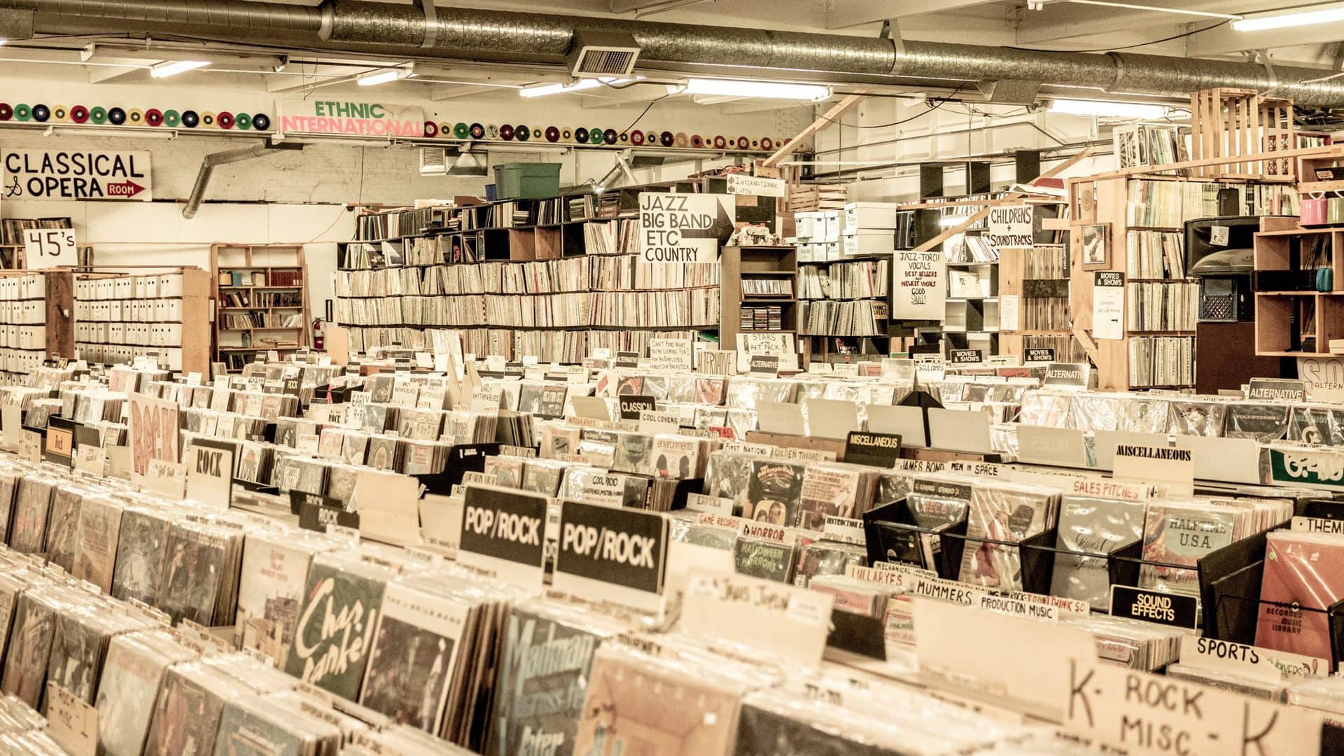 A record store likely full of DADGAD tuned songs
