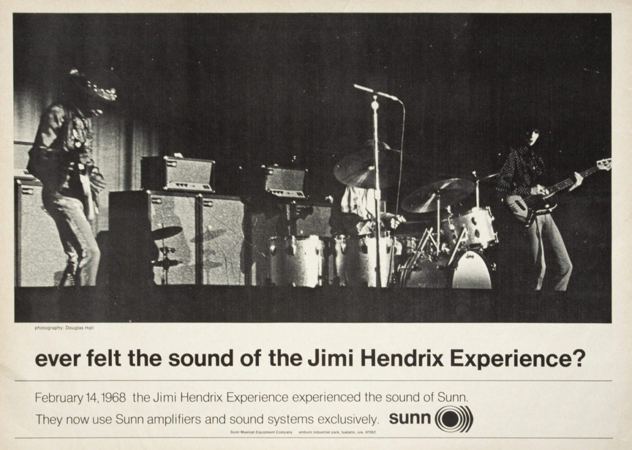 Advert for Sunn amplifiers featuring the Jimi Hendrix Experience.