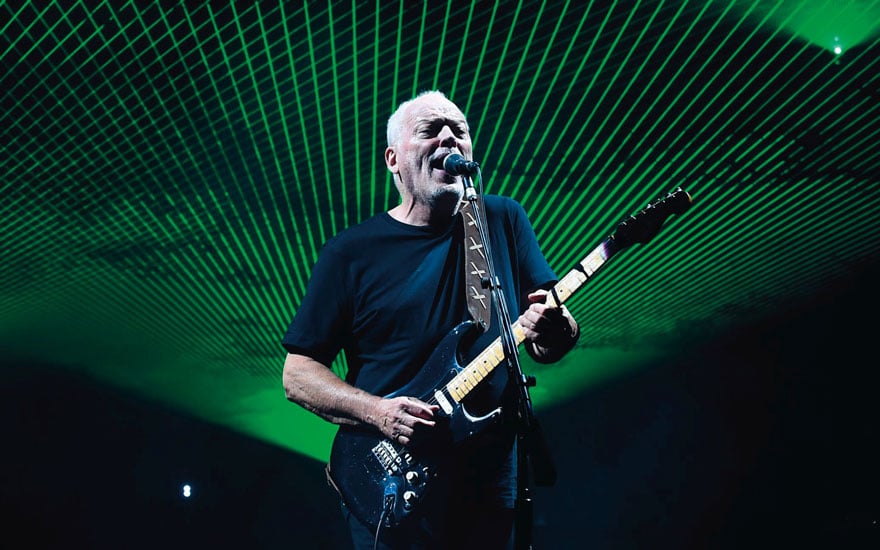 Photo of David Gilmour using the Black Strat on-stage.