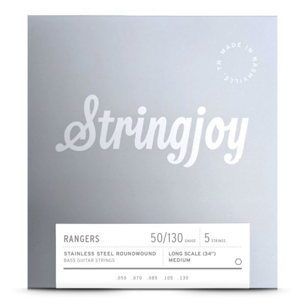 Stringjoy Rangers | Medium Gauge (50-130) 5 String Long Scale Stainless Steel Bass Guitar Strings